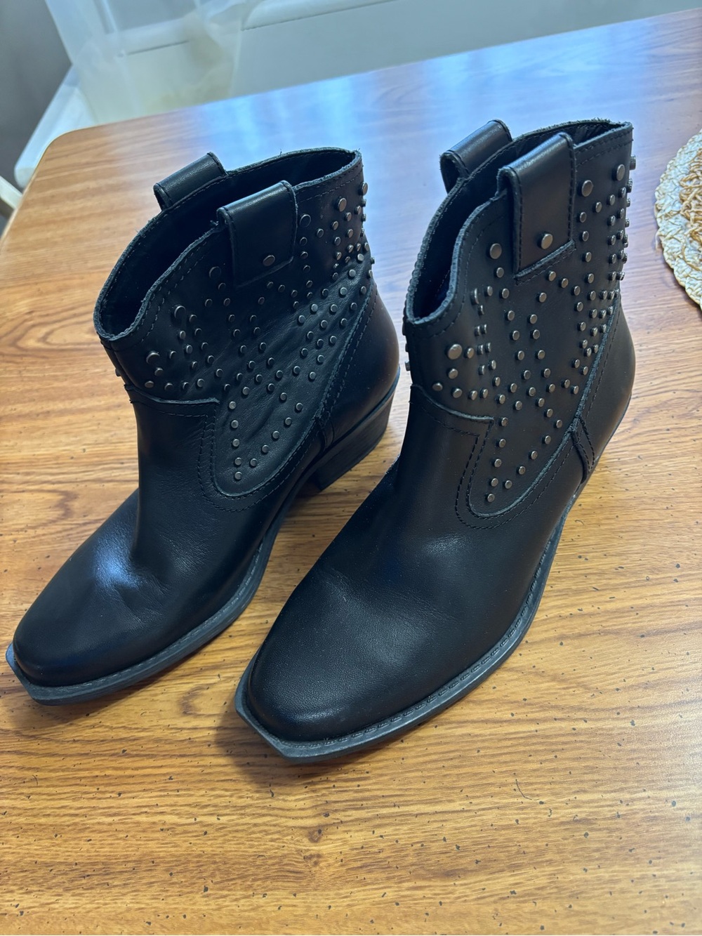 Dingo Black Studded Leather Ankle Booties